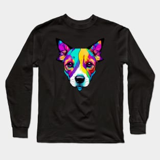 Funky Pop Art Dog Head Long Sleeve T-Shirt